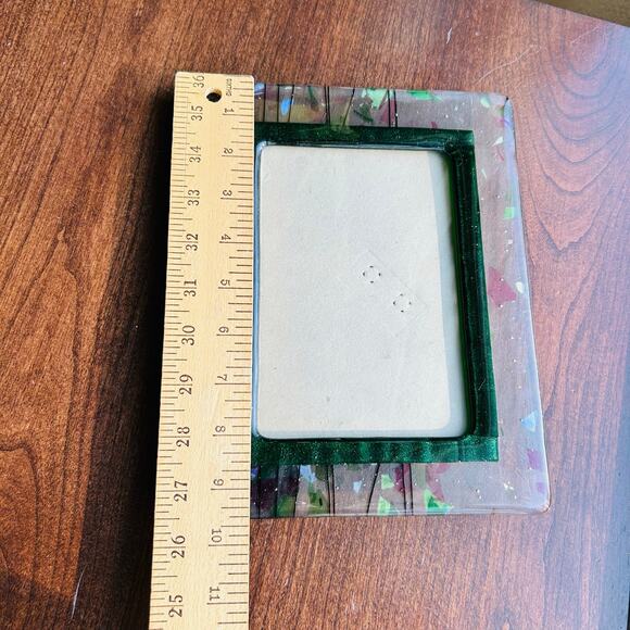 Terragrafics Vintage Art Glass Picture Photo Frame Green Purple Clear - Picture 13 of 13